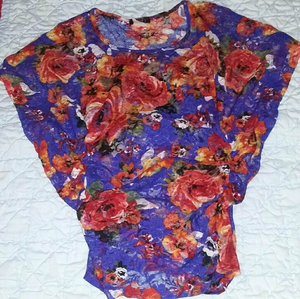 Women's Sheer Floral Top Deb Size Small